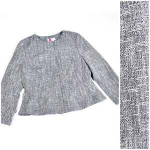 Boden Womans Blazer Jacket Size 12 Blue White Peplum